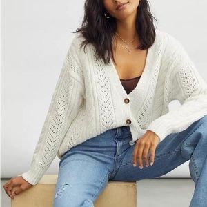 Anthropologie Classic Pointelle Cardigan in Natural, Size S